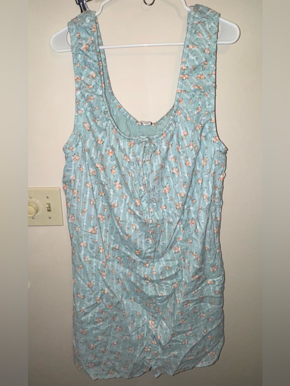 American Eagle Outfitters Mint Blue Floral Tie-Front Dress